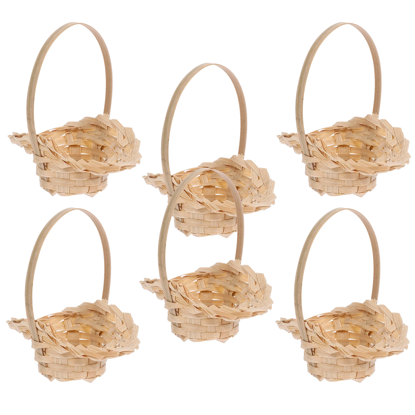 

6 Pcs Mini Hand-held Woven Basket Tiny Bamboo Storage Baskets Small Decorative Flower Picnic Basket Miniature Ornament