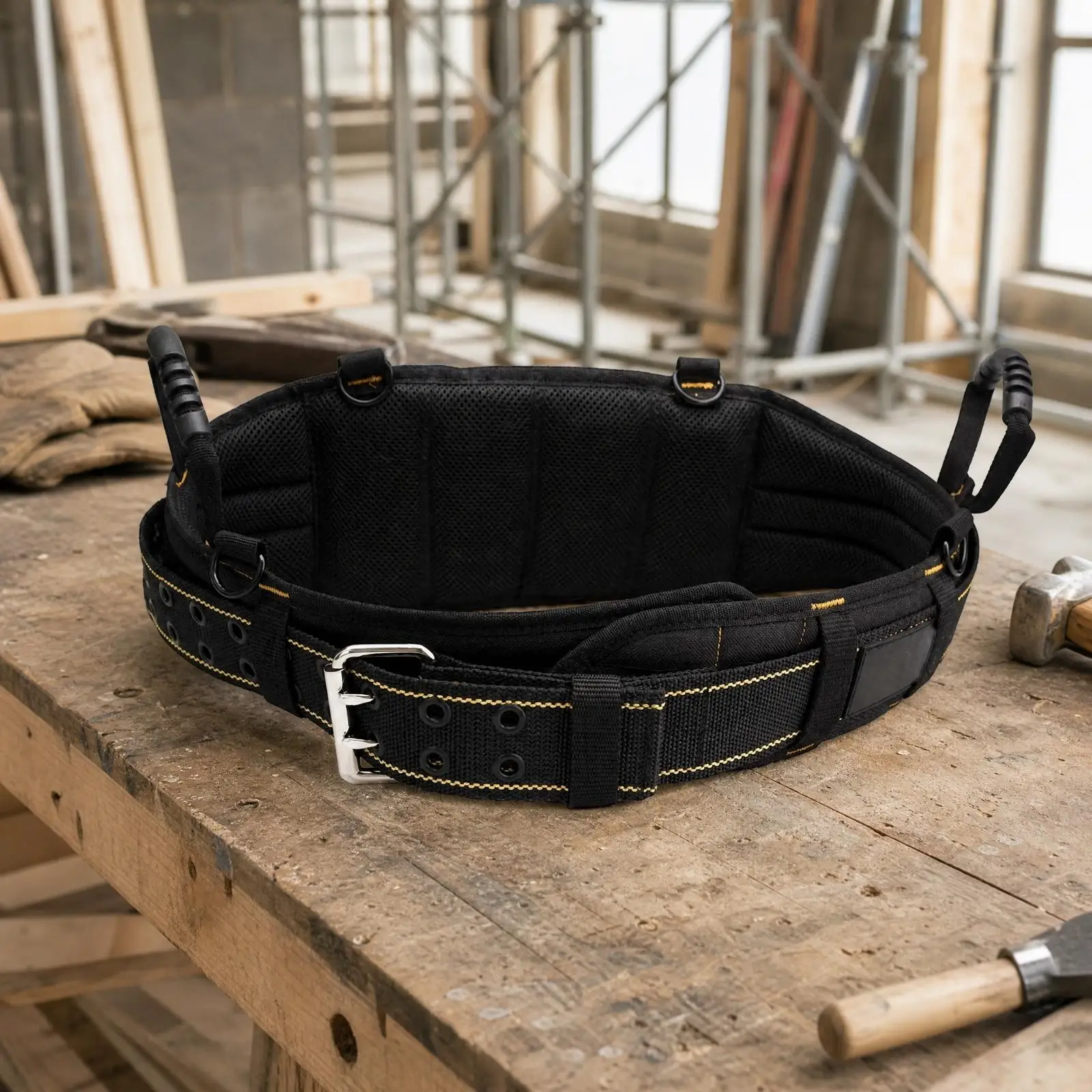 Padded Work Tool Belt Heavy-Duty Tool Belt with Suspender Clips Reinforced Multi-Pocket for Maintenance Workers, Workshops