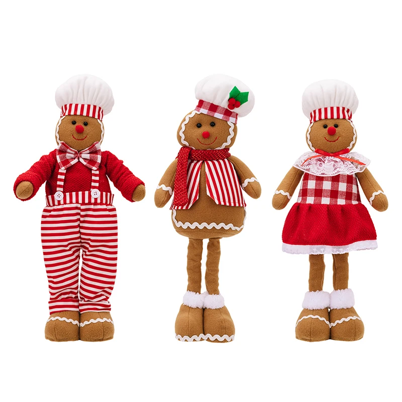 Christmas Creative Chef Hat Stretchable Gingerbread Man Doll Ornament Merry Christmas Decor For Home Kids Gift