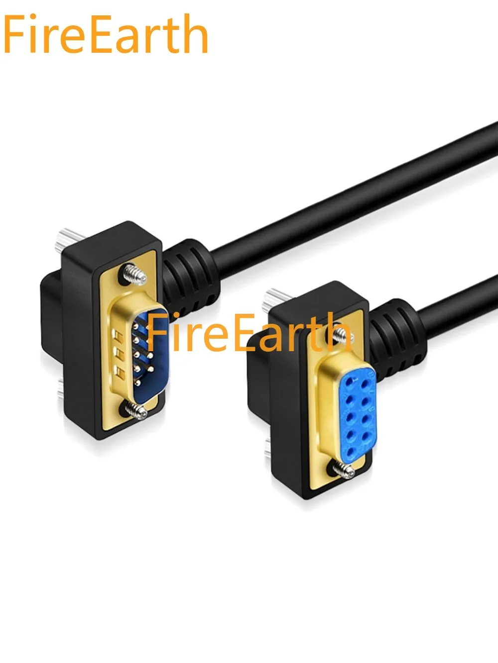 DB9 RS232 Serial Port Cable Down Right Angle Male to Female 9 Pin Gold Plated RS232 COM Port Connection Cable (10 Meter)