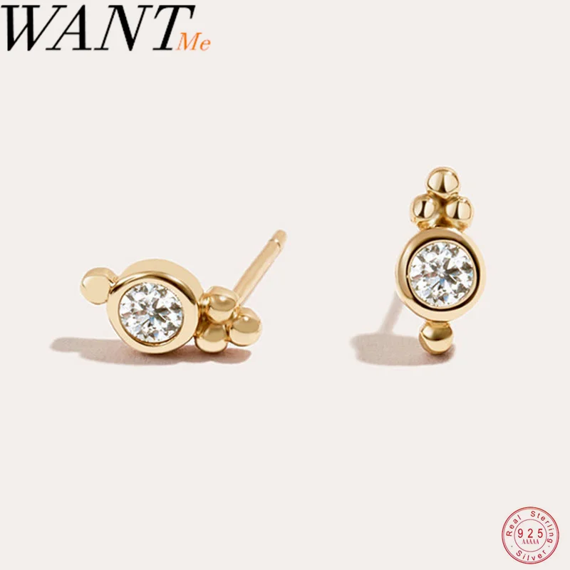 WANTME 925 Sterling Silver Fashion Statement Versatile Piercing Small Stud Earrings for Women Simple Bohemian Ear Bone Jewelry