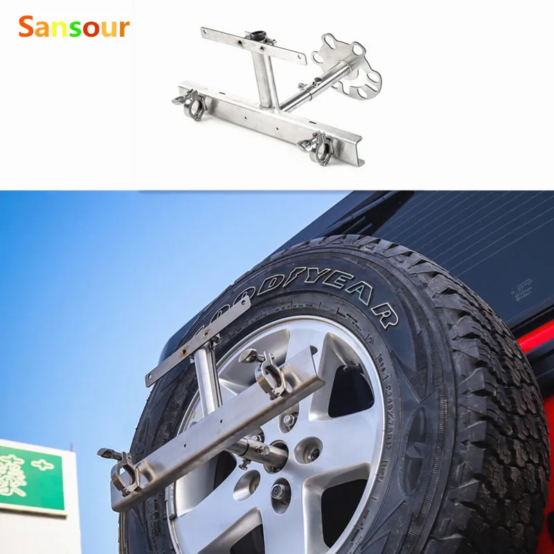 Sansour Multi-function Flag Rear Spare Tire Holder License Plate Relocation Bracket Mount for Jeep Wrangler JK 2007-2017