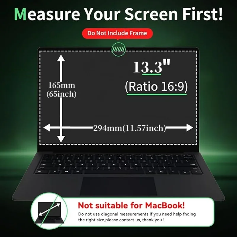 1 Pack 13.3 Inch Laptop Privacy Screen Protector For 16:9 Widescreen Laptops, Anti-Glare Blue Light Privacy Filter