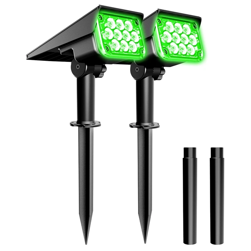 

SEWS-Solar LED Light Super Bright Green Lawn Light For Garden Adjustable Brightness Solar Spotlight IP65 Waterproof