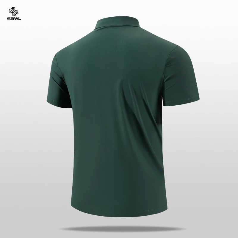 SBWL High Quality Zipper Polo Shirt Male Fashion Turn-Down Collar Short Sleeve Business Men Sports Style Quick Drying T-Shirt image 5