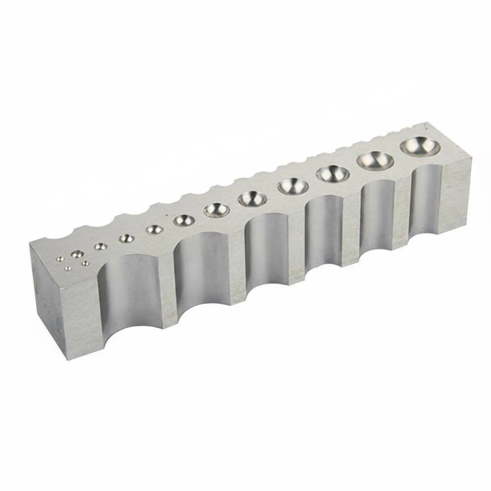 Metal Forge Jewelry Mold Steel Block for Band Forming Tool with Hemispherical Grooves for Goldsmith Bench and Repair Work