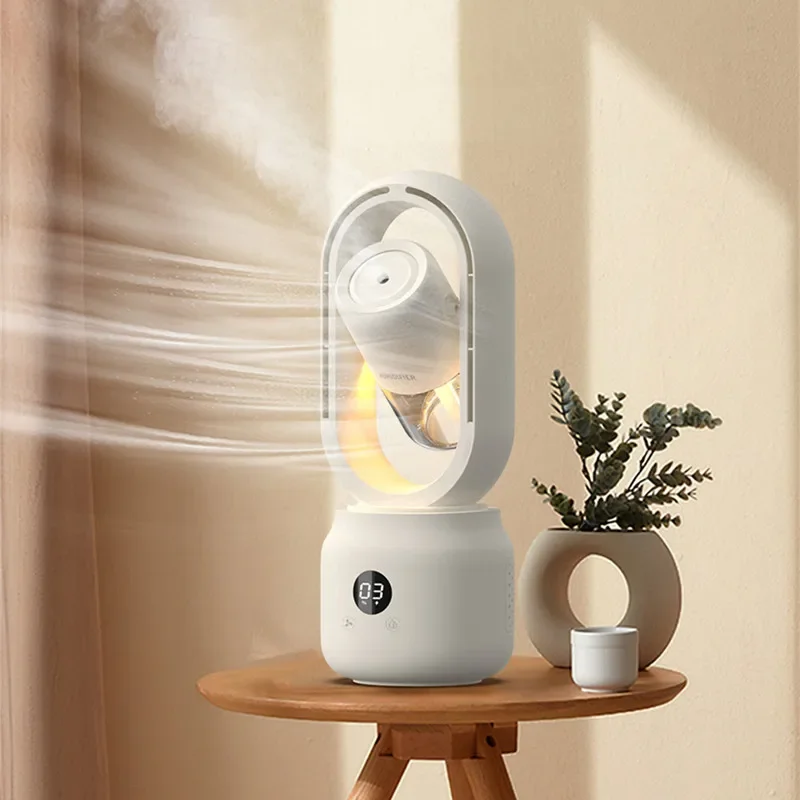 Humidificateur d'air sans fil portable sans lame, ventilateur de table, brumisateur électrique, aste par USB, été