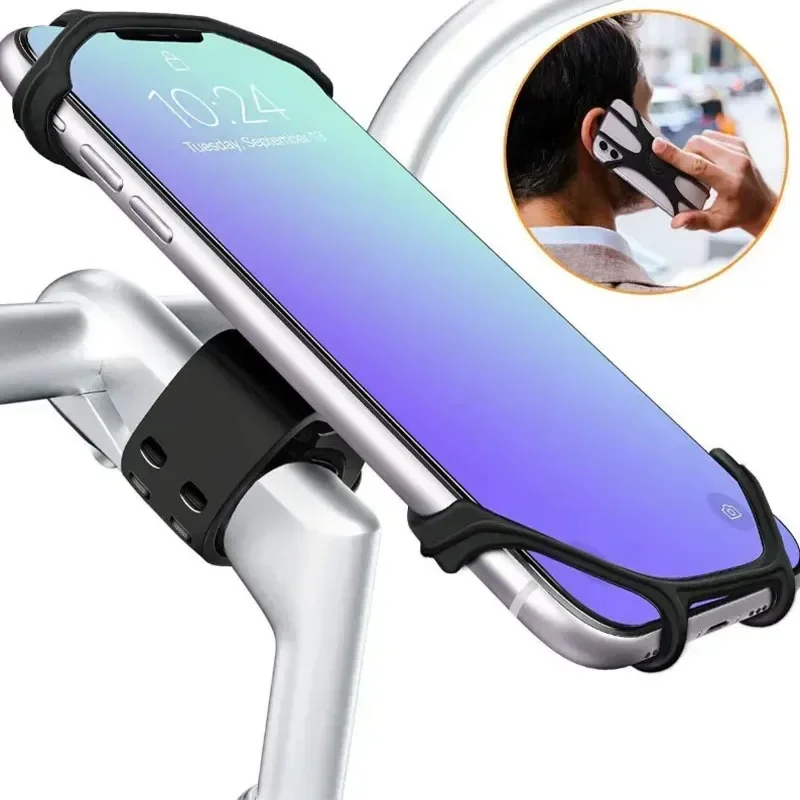 VIKEFON 360 Rotatable Mobile Phone Bicycle Motorcycle Bike Safe Bracket Silicone Support Silicone Pull Type For All Phone Stand