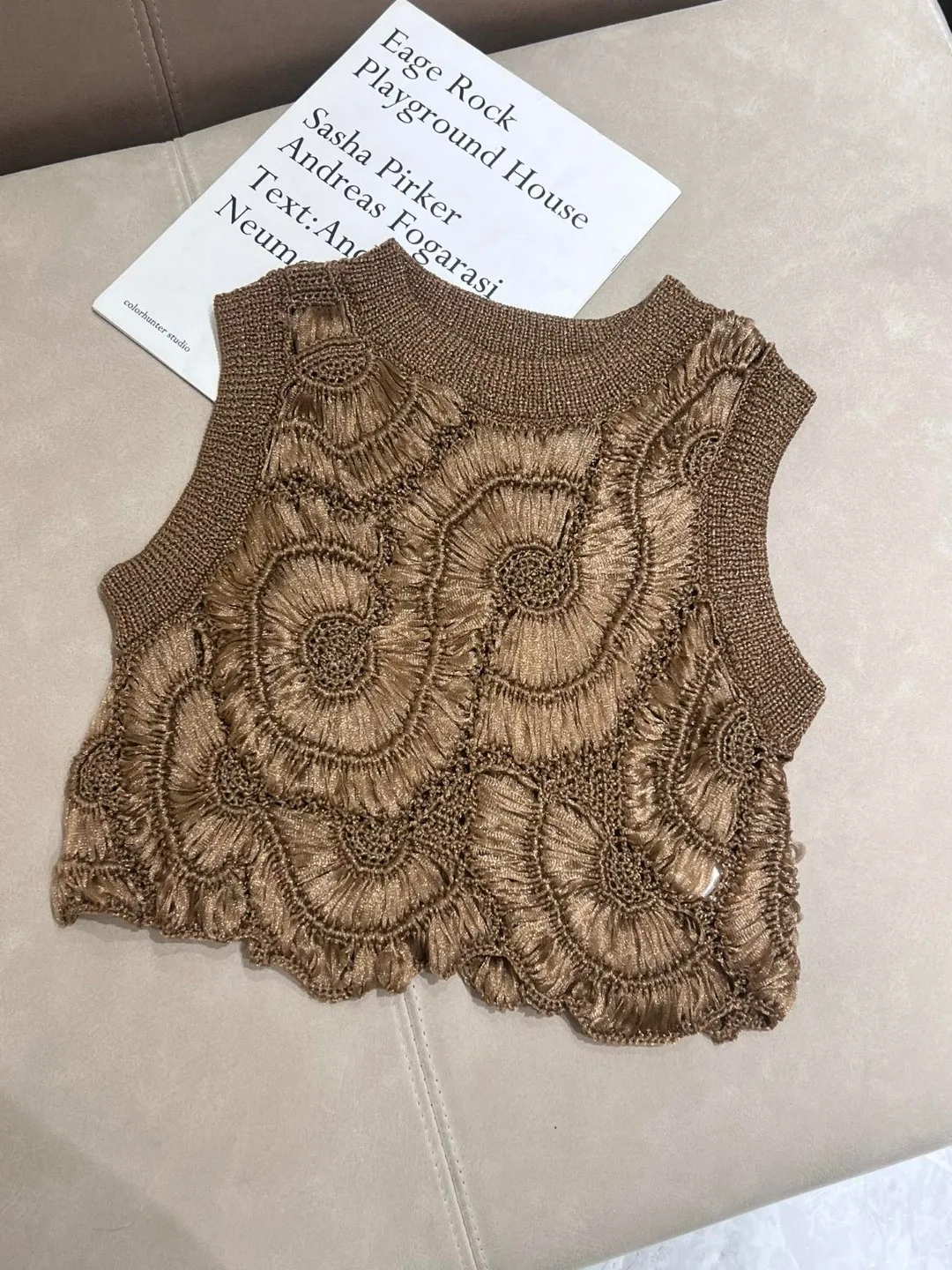 Casual crochet knitted sleeveless tank top