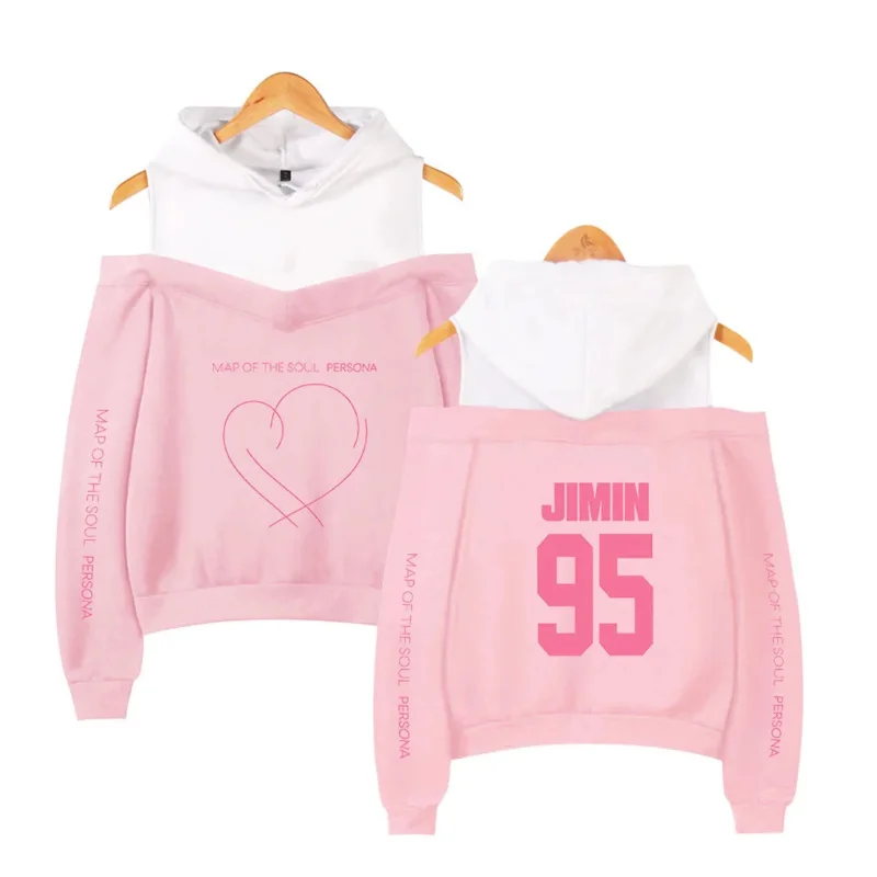 Map of the soul persona Sweatshirts JIMIN RM JUNG KOOK Women hip hop casual off shoulder Hoodies Fans Present For Youth Girls