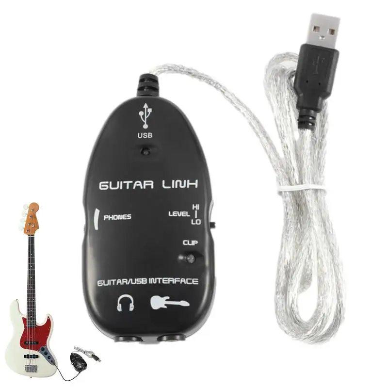 USB Guitar Link Cable USB Guitar Effects Cable Guitar To USB Interface Cable Link Audio For PC Recording Music Adapter