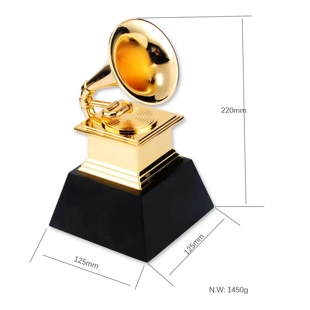 Free Custom Engraving Real Size 22.5CM Replica Grammy Trophy 1:1 Scale Size Music Souvenirs Grammy Award Statue Souvenirs