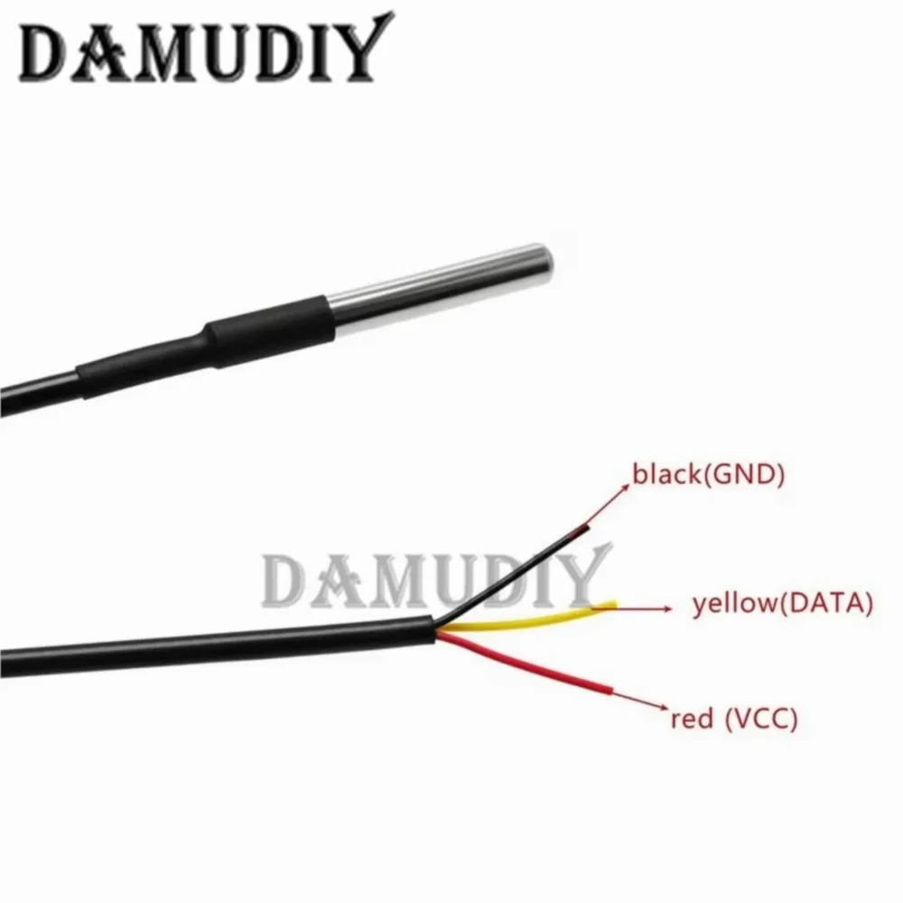 5/10 pcs DS18b20 temperature probe temperature sensor 1M 2M 3M DS1820 Stainless steel package Waterproof 18B20 100cm/200cm/300cm