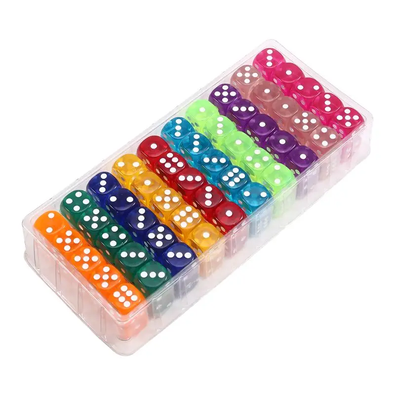 100Pcs Colored Dices 14Mm 6Sided With Acrylic Standard Game Dice Set For Board Games Parties Classroom Math Dice