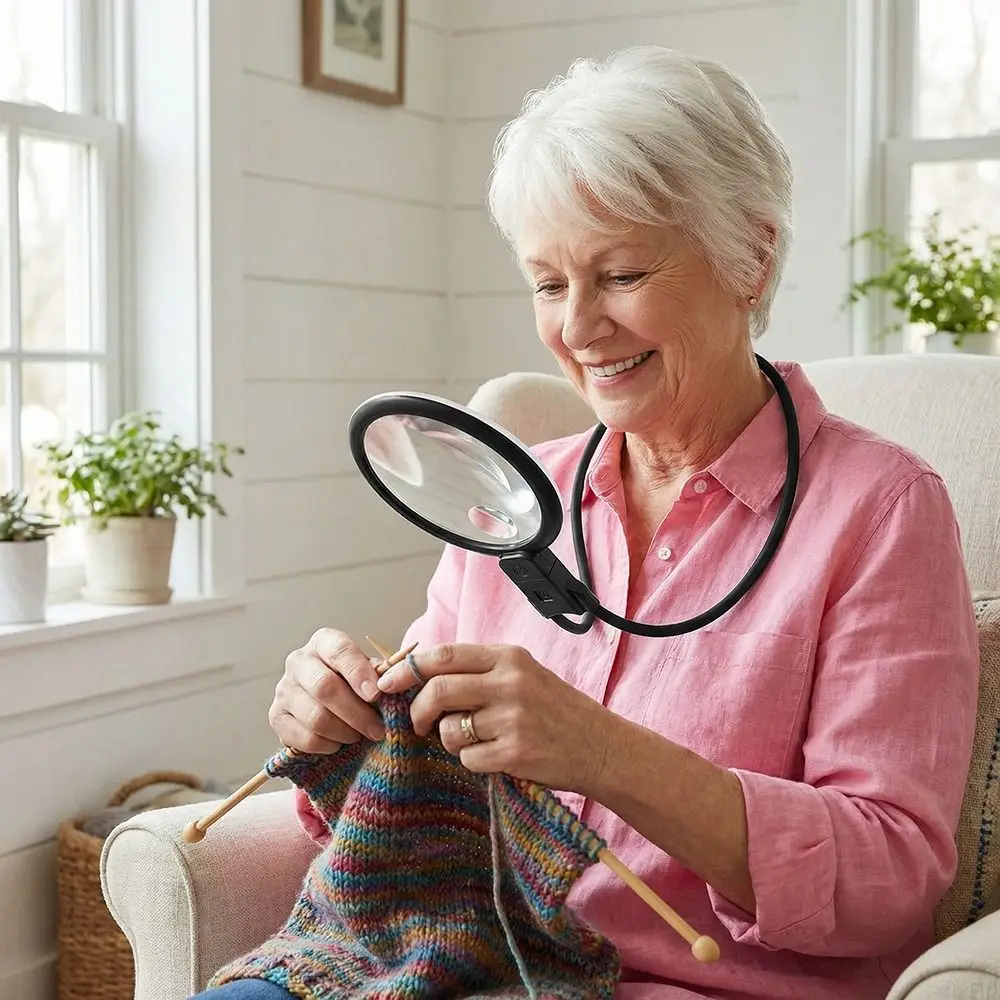 

Rechargeable Neck Wear Magnifier USB-C Power 36 LED Full Book Page Magnifier Flexible Hands Free Reading Magnifying Glass