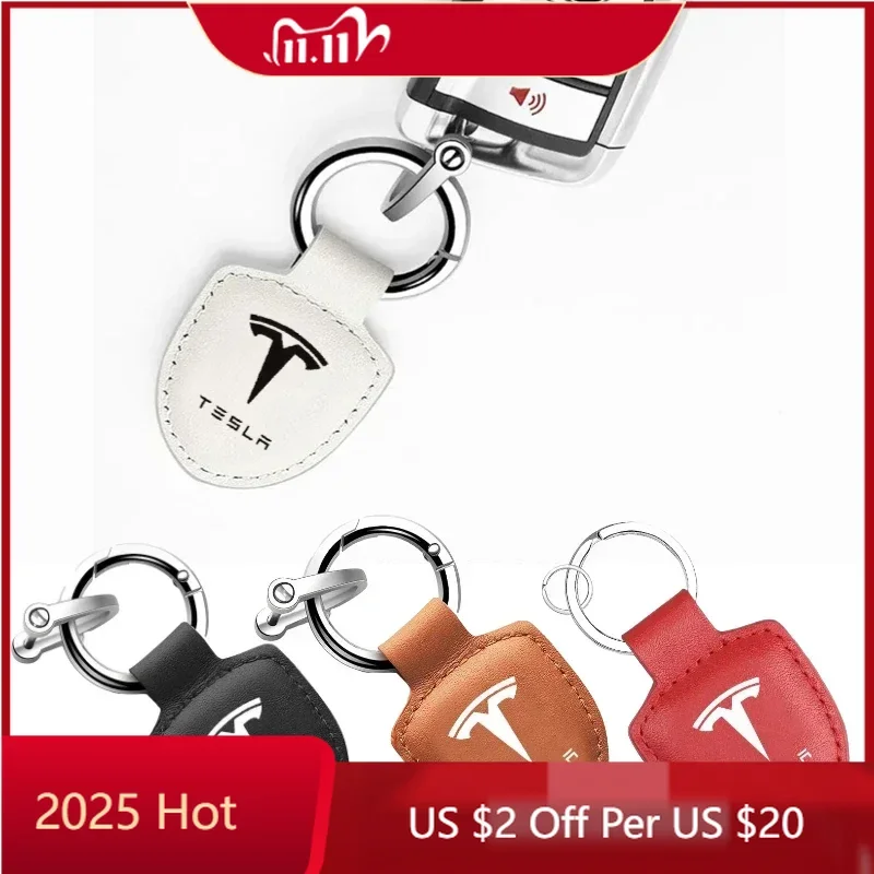 

Car Sticker Key Rings for Tesla Model 3 X S Y Roadster Cybertruck Alloy Car Keyring Keychain Decoration Leather