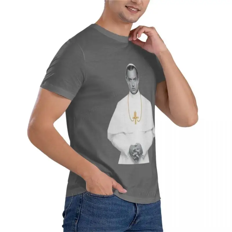 Lenny Belardo - Young Pope Pius XIII - Jude Law Fitted  korean fashion fitted t shirts for men men's short sleeve t shirts image 3