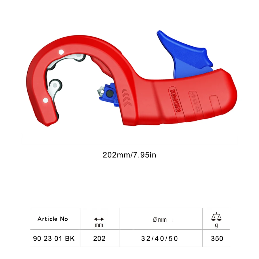 KNIPEX 90 23 01 BK DP50 Pipe Cutter for Plastic Drain Pipes Hand Tools Clean Cut Cut and Chamfer