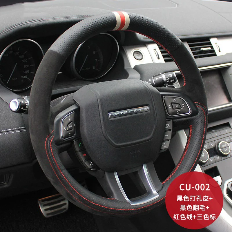 DIY Black Suede Leather Car Steering Wheel Cover For Land Rover Range Rover Evoque Discovery 4 5 Velar Defender Freelander