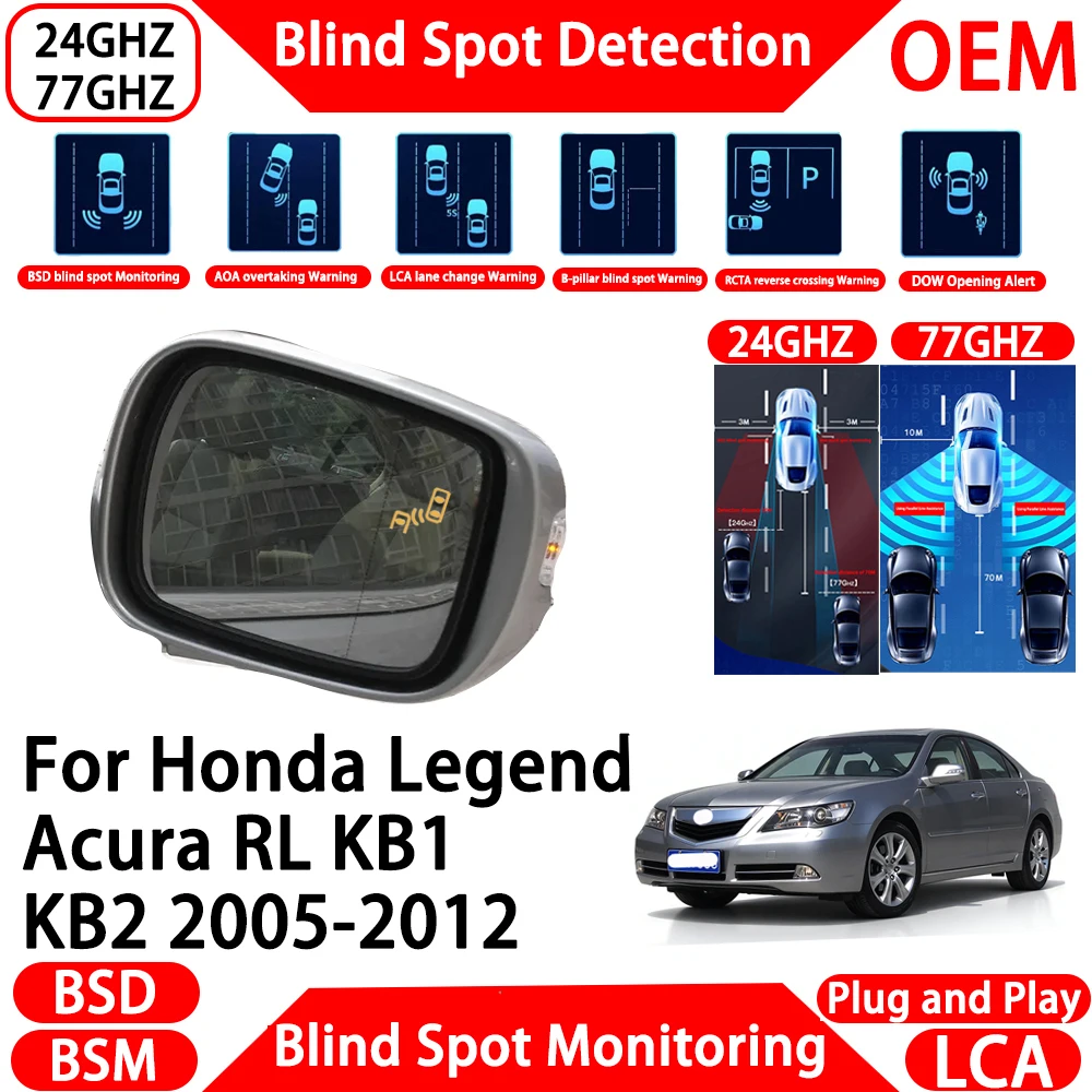 for Honda Legend Acura RL KB1 KB2 2005-2012 Blind Spot Assist Monitoring Detection System Millimeter Wave Radar LED warning lamp