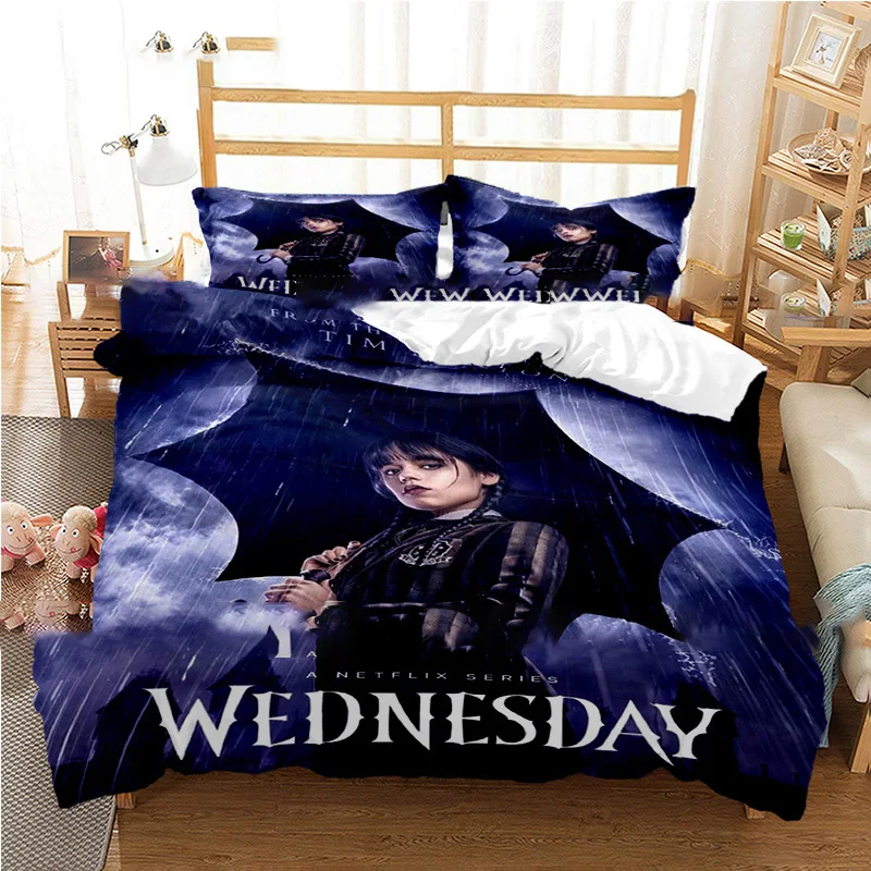 

3D Print Wednesday Addams Bedding Set Double Twin King Duvet Cover Comforter Pillowcase Boys Girls Adults Bedroom