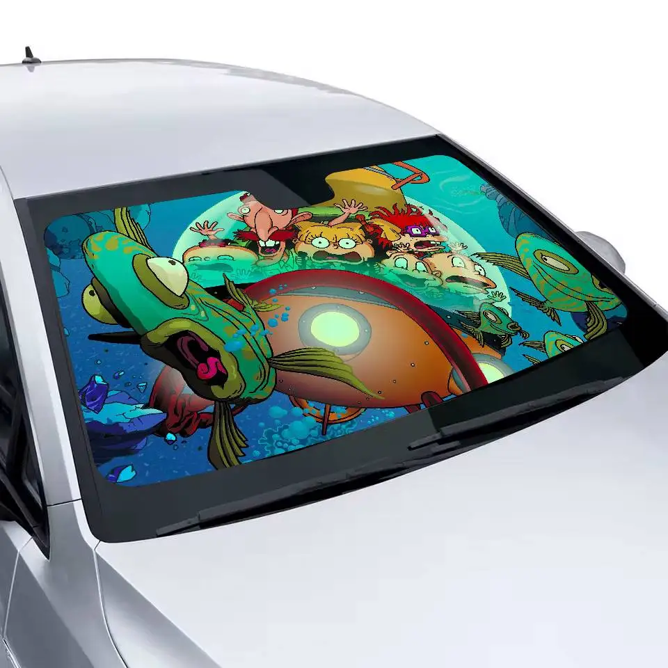 Pare-soleil de voiture mignon R-RUGRATS de dessin animé drôle, Protection Anti-UV, pare-soleil avant, protecteur de refroidissement pour l'intérieur du véhicule