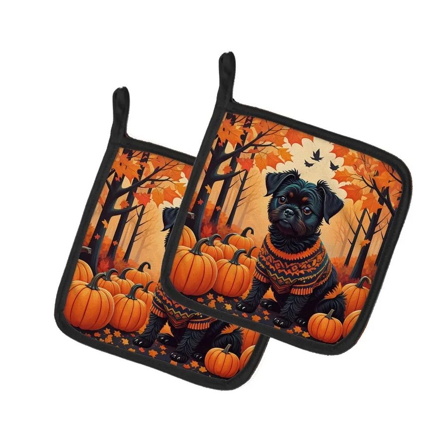 

Affenpinscher Fall Pair of Pot Holders Kitchen Heat Resistant Pot Holders Sets Oven Hot Pads for Cooking Baking BBQ 7 1 2 x 7 1