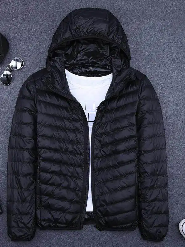 

Мужской легкий хлопковый жилет на зиму, тонкий, модный, универсальный, с капюшоном, суперлегкий, стеганый, приталенный, для молодежи...