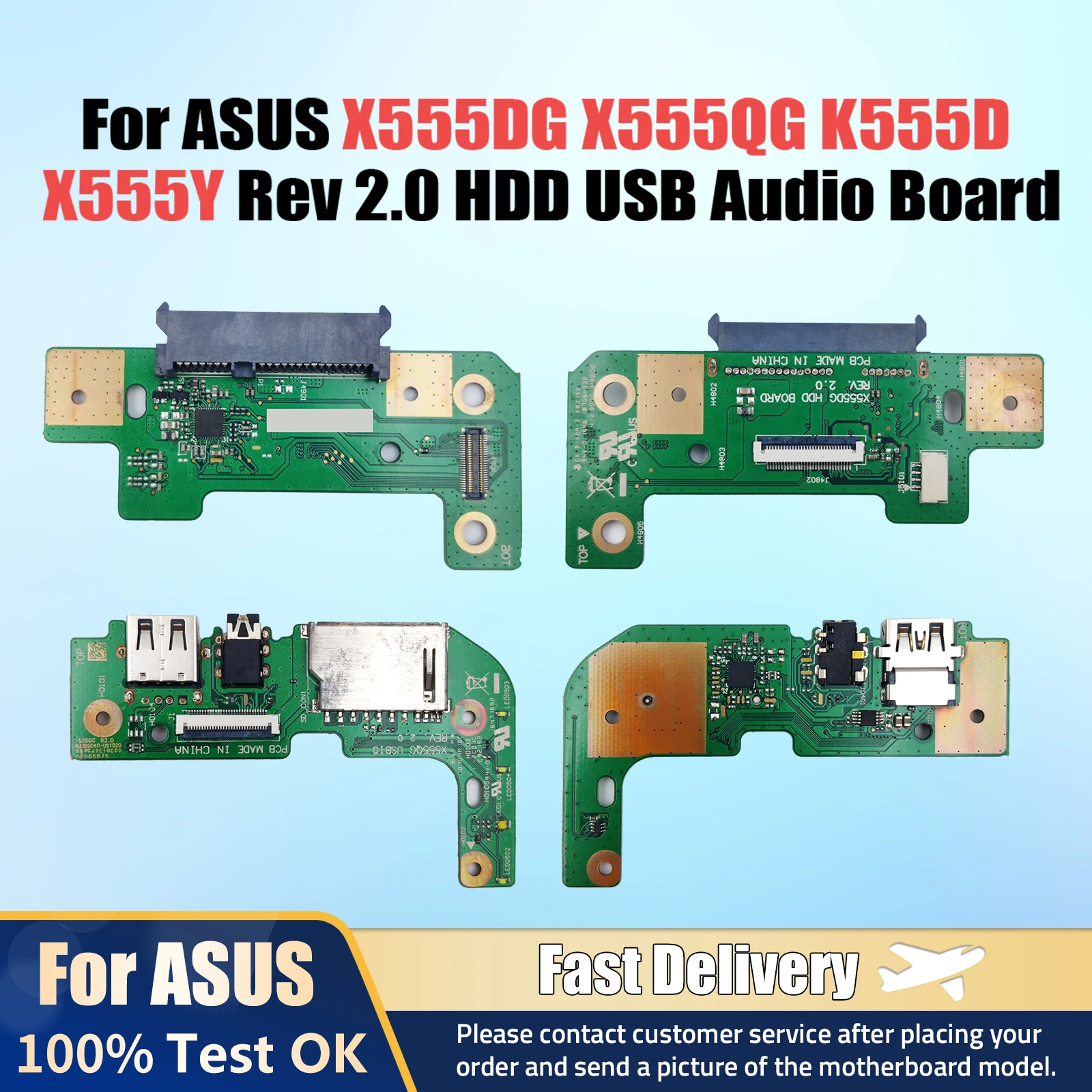 

For Asus X555DG X555QG Series HDD Hard Disk Drive USB Audio Board K555D X555Y X555B REV:2.0 100% Tested Fast Ship