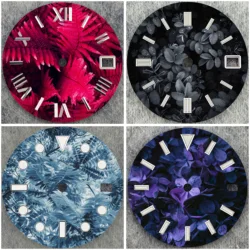 NH35 Dial 28.5mm OUMASHI Designed Dark Leaf Series High-End Watch Dial Custom Logo Support Suitable for NH35 Movement