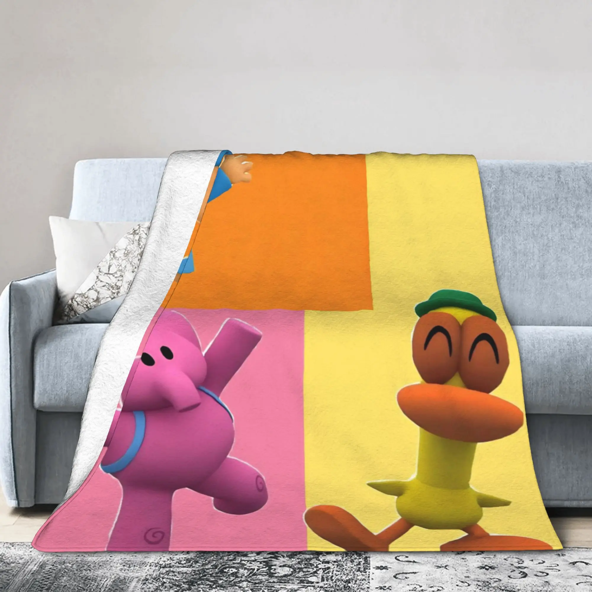 Warm Soft BlanketKids Camping P-POCOYO Elly  Throw Blanket  Flannel Bedspread For Home Decor Funny Sofa Bed Cover