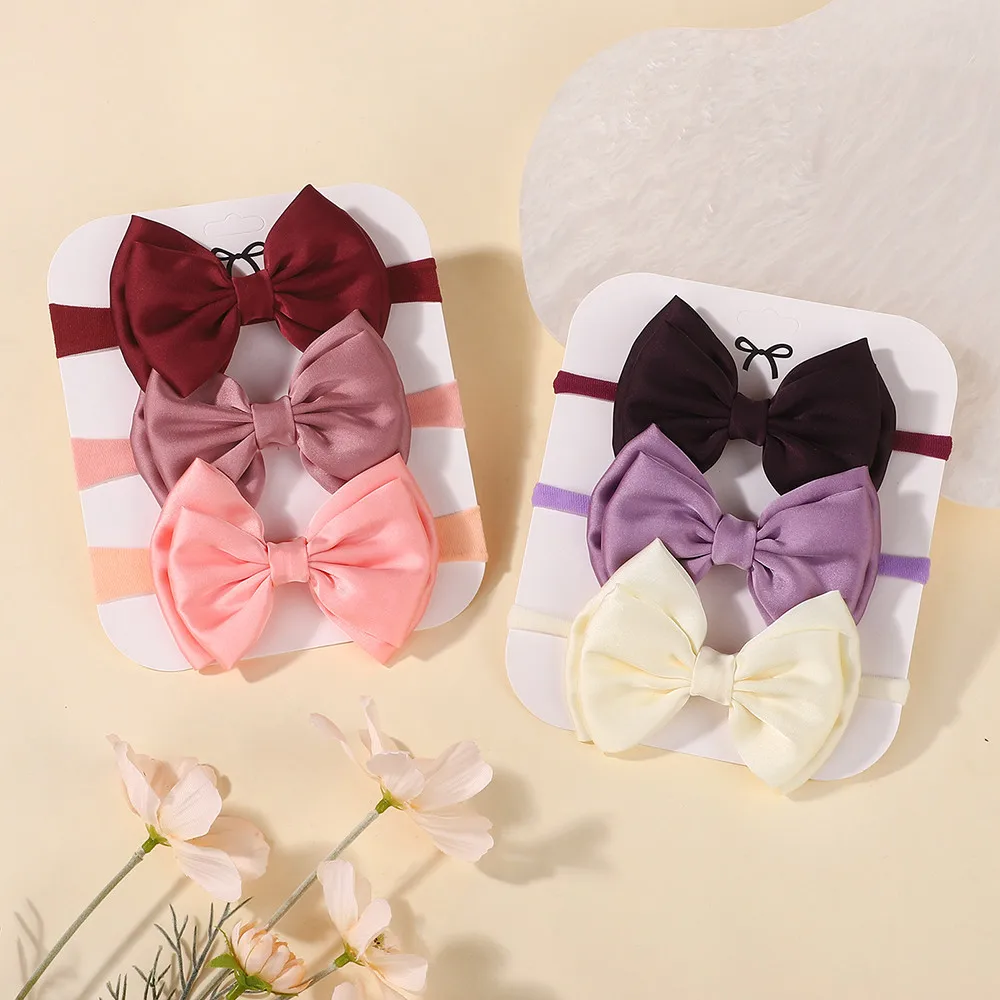 3 stuks baby strik hoofdband effen kleur zachte elastische haarband baby hoofddeksels schattige baby haaraccessoires