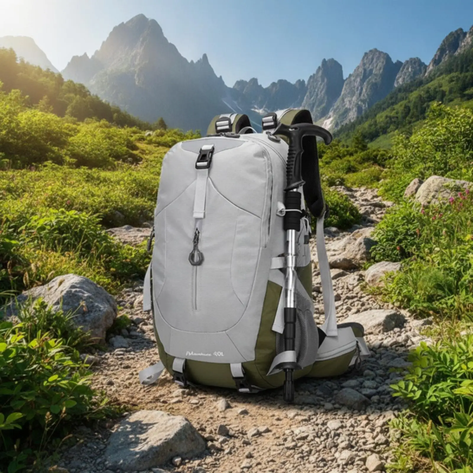 40L Mountaineering Backpack with Smart Storage Zippered Compartments and External Attachment Points for Outdoor Hiking Camping