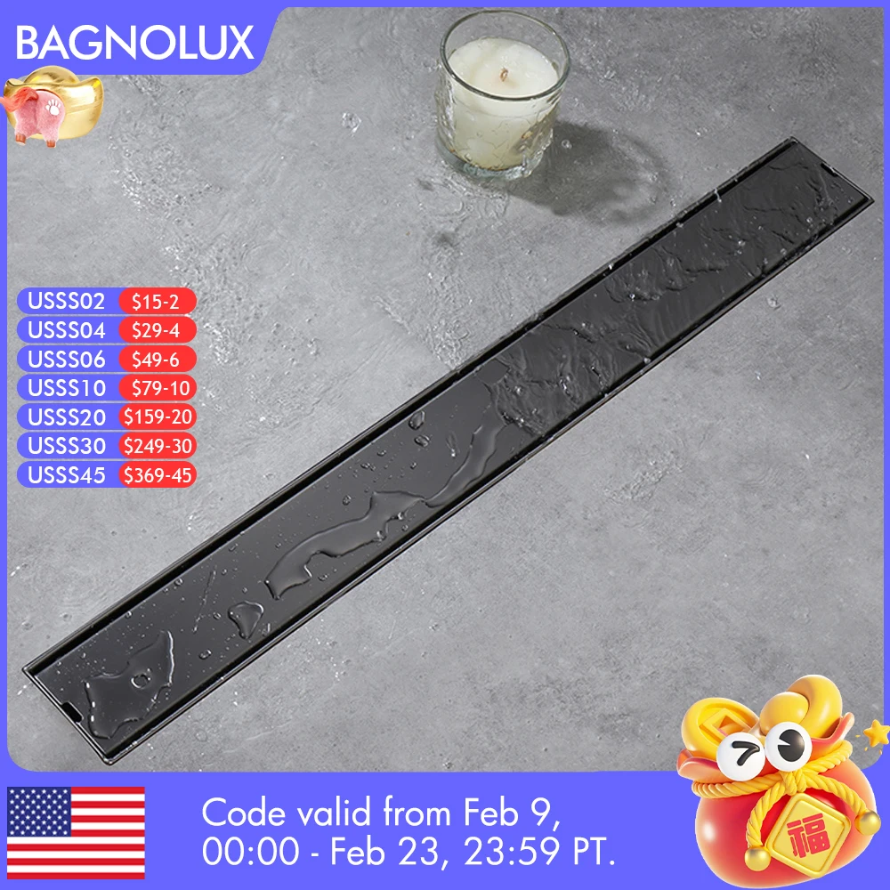 

Brushed Gold Bathroom Accessories Floor Drain Linear Shower Drain 304 Stainless Steel Tile Insert 60/80/90CM Bathroom Deodorize