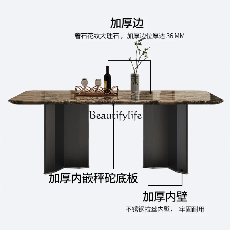 -*イタリアの軽い高級大理石のダイニングテーブル、モダンでシンプルな家