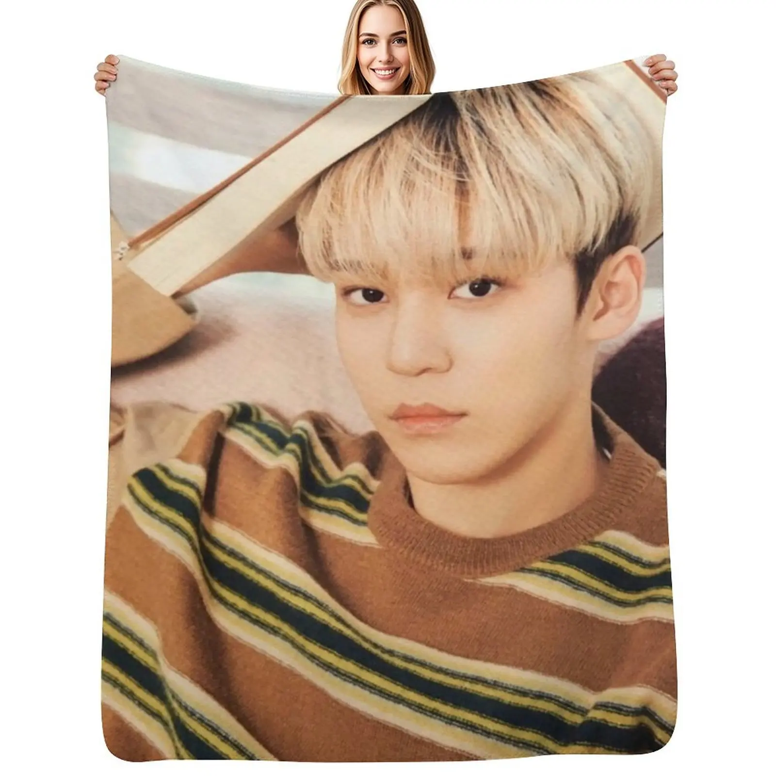 Ateez Yunho Throw Blanket Warm Comfortable Blanket for Office Napping