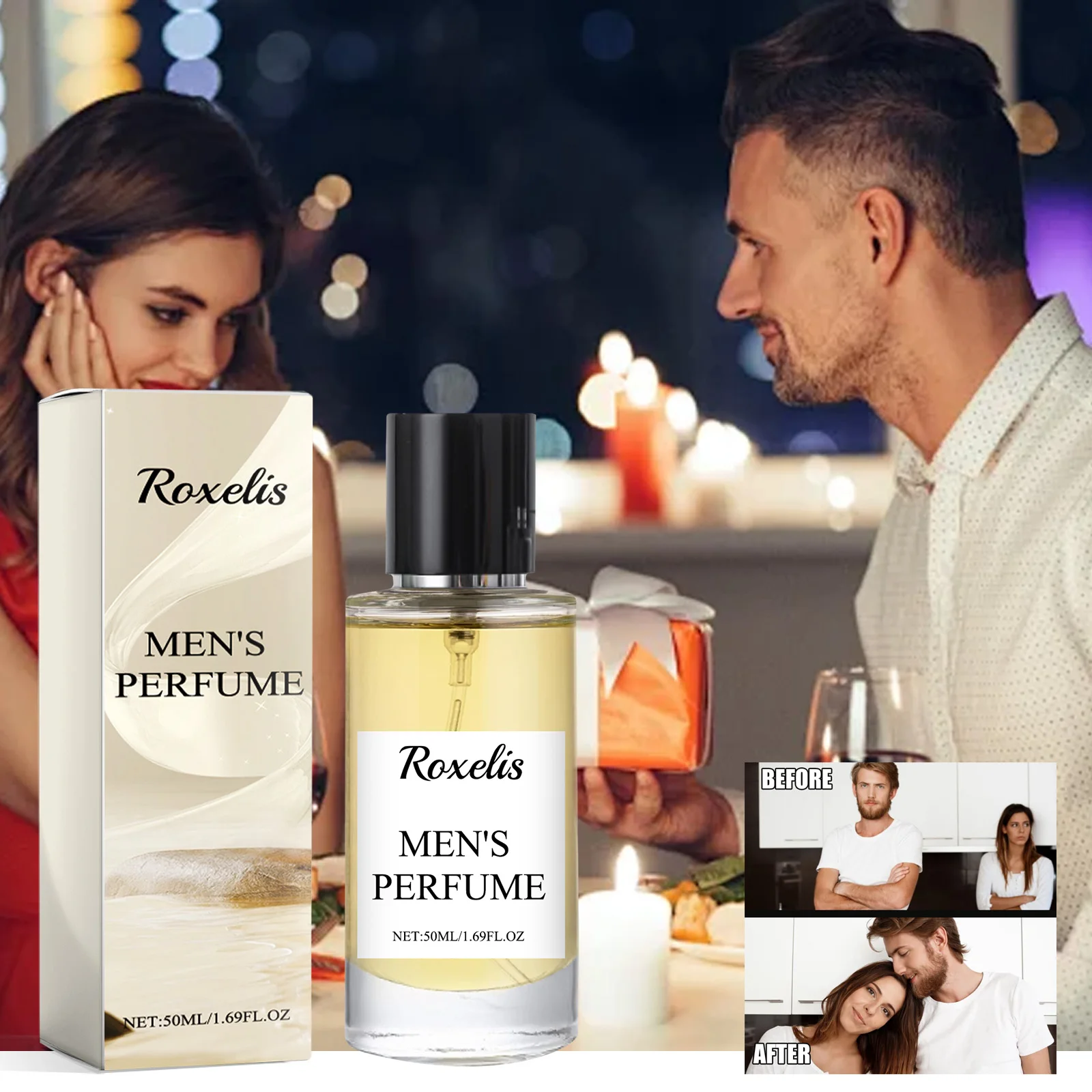 Roxelis Men's Charming Perfume Elegant, Fresh, Natural and Lasting Fragrance, Pheromone, Couple's Date Fragrance, Perfume