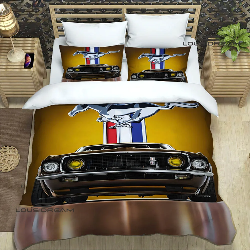 Mustang car logo printed Bedding Sets exquisite supplies set duvet cover bed comforter set bedding set luxury birthday gift