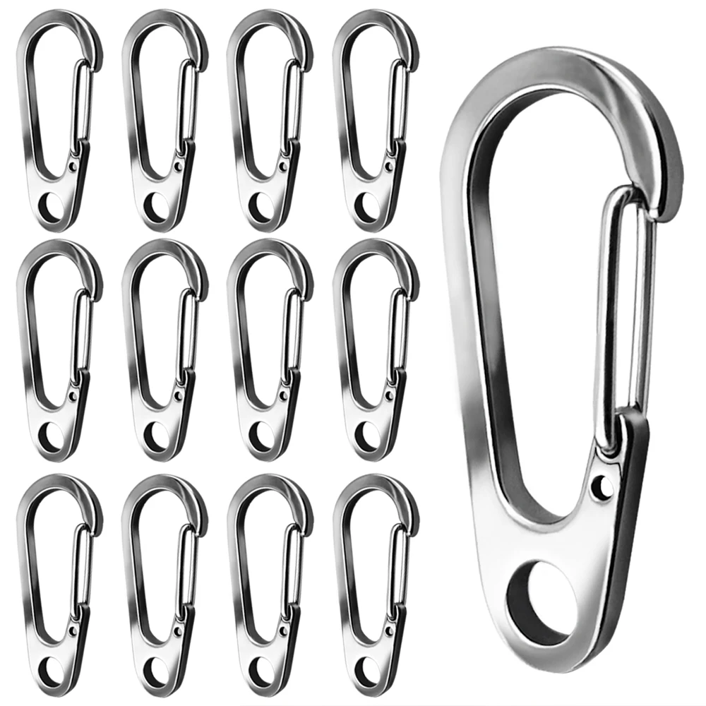 2/5/10pcs 304 Stainless Steel Quick Connect Ring Buckle Metal Mini Lobster Buckle Outdoor Hiking Backpack Buckle Spring Keychain