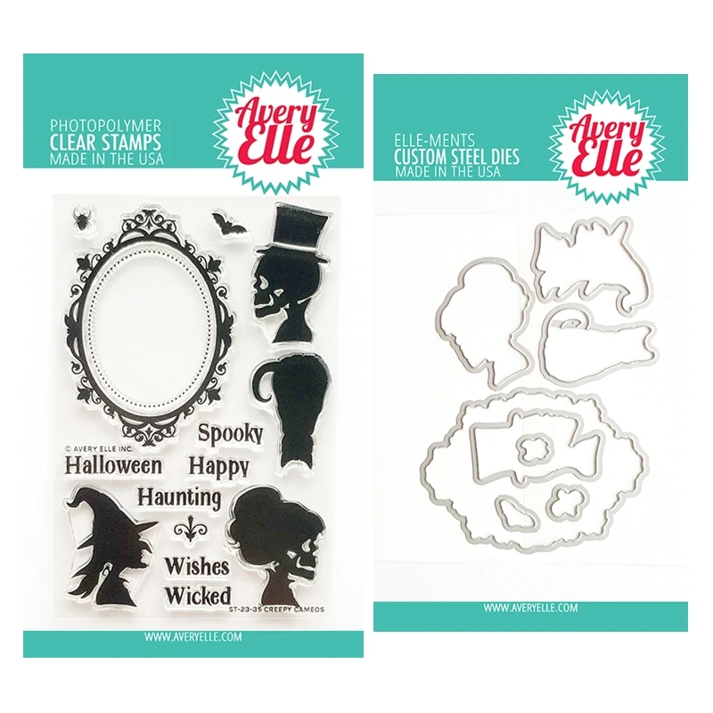 New August 2023 Halloween Spooky Wicked Creepy Cameos Cutting Dies for Paper Making Clear Stamps Scrapbooking Frame Card