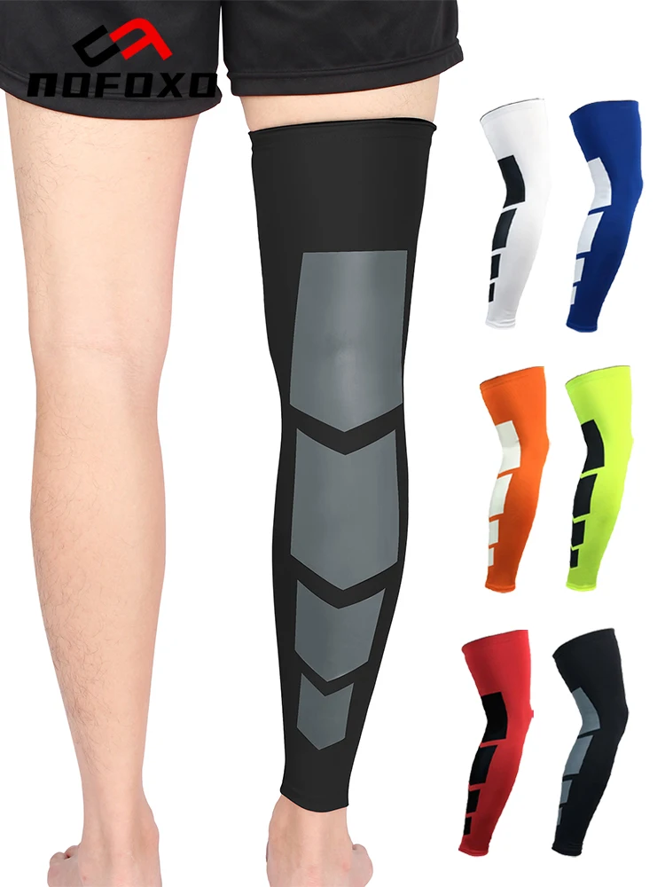 AliExpress NONE NOFOXO 1PCS Leg Compression UV Protection Knee Pads Anti-slip Sleeves Calf Protectors Knee Brace Sports Basketball Cycling