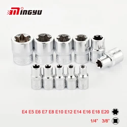 Conjunto de soquete torx estrela de 1/4 polegadas jogo de soquetes de tipo femme chave de cabeça e4 e5 e6 e7 e8 e10 e12 e14 e16 e18 e20 ferramentas para reparo automático jogo de chave de soquete