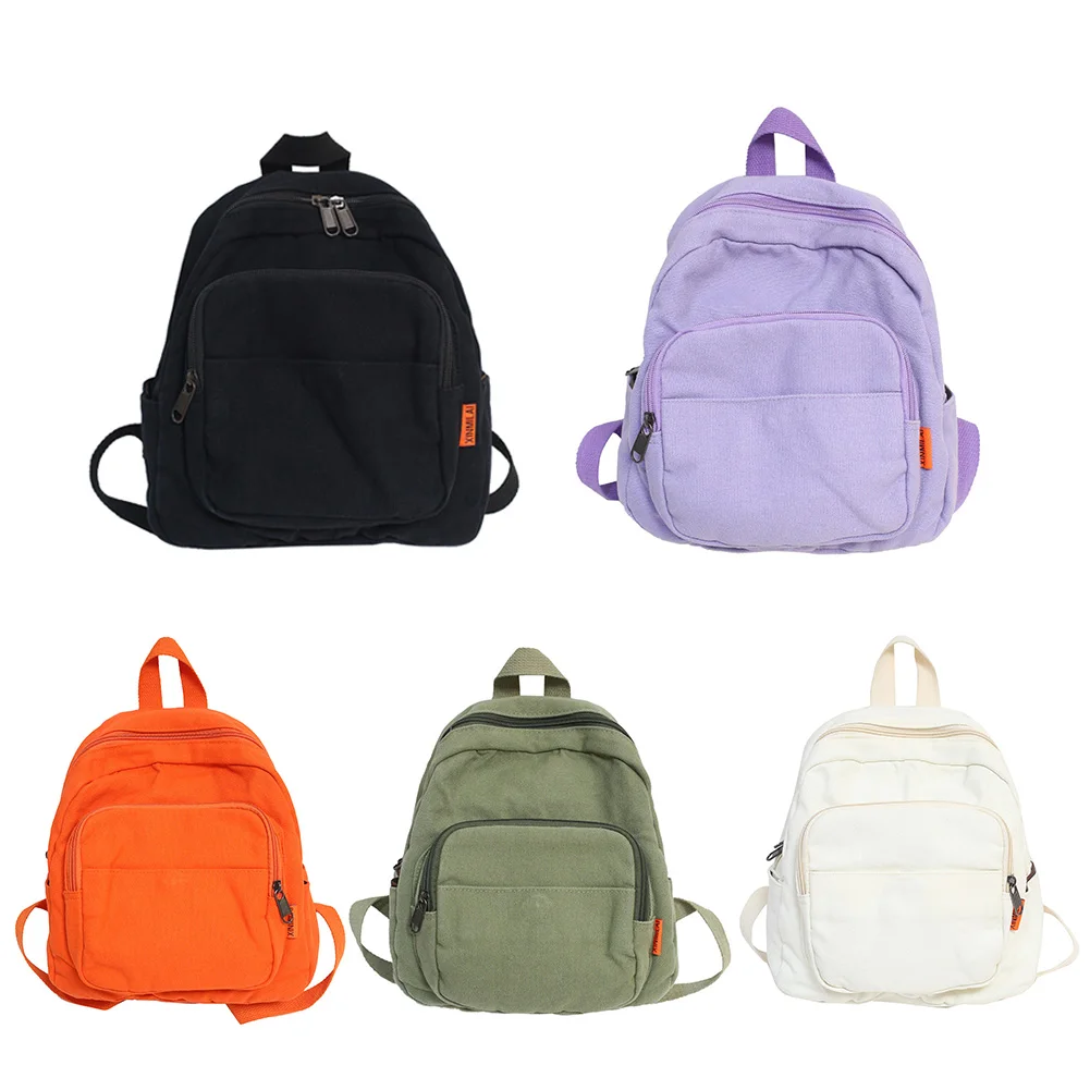 Stylish Female Solid Color Travel Backpacks Large Capacity Student School Knapsacks Ladies Canvas Zipper Rucksacks