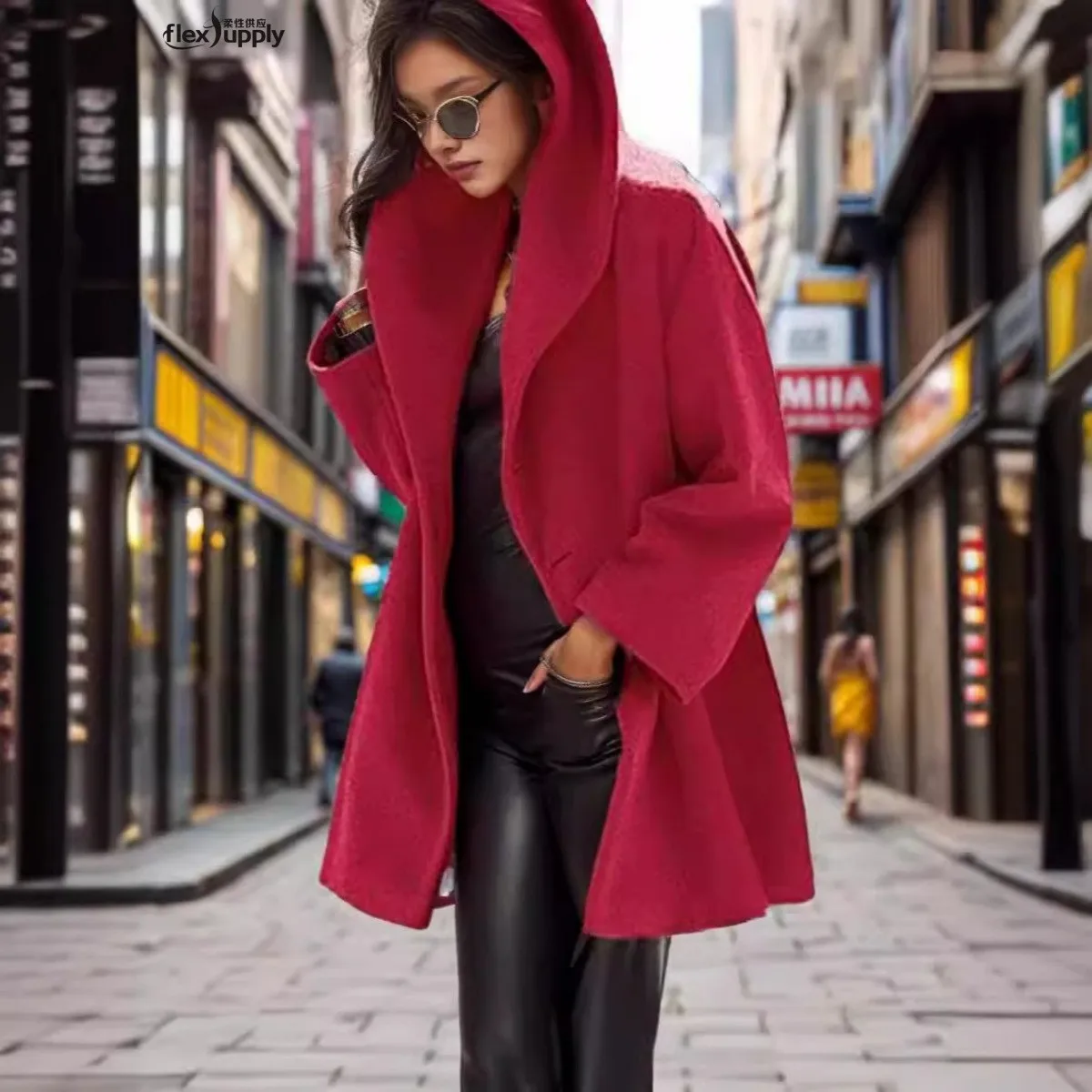 Hooded Coat Casual Mid Length Urban with Long Sleeve Relaxed Silhouette Loose Fit Regular Sleeve Minimalist Youth Women Coat