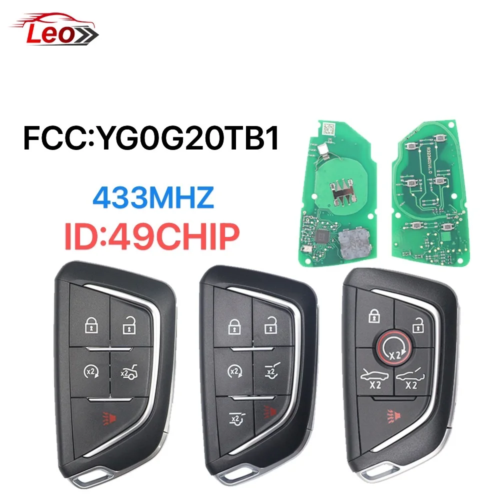 Leo World Smart Remote Key For Cadillac CT4 CT5 Escalade Chevrolet Corvette C8 FCC:YG0G20TB1 433MHZ ID:49CHIP.