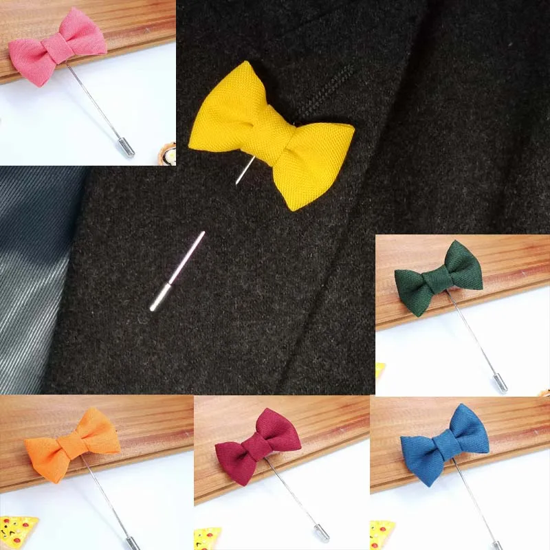 Free Shipping!Newest 24PCS/LOT  4CM Men Bow Tie Lapel Pins Men Stick Pins 23Color For Your Choice