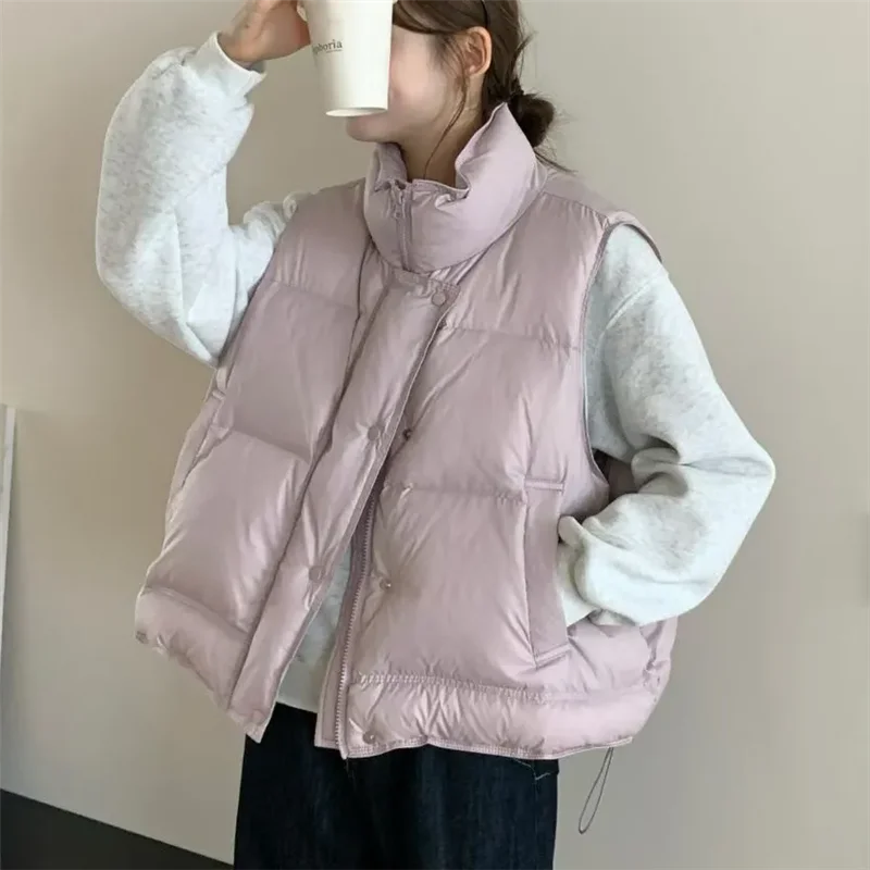 

Casual Short Down Cotton Vest Women Autumn Winter New Korean Fashion Sleeveless Jacket Female Loose Waistcoat Outerwear T1512