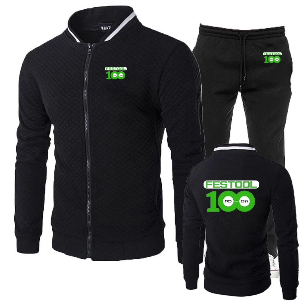 

2026 Men's Festool Logo Print Spring And Autumn Comfortable Skin-friendly Elegant and Minimalist Slim Fit Hoodies Pants Suits
