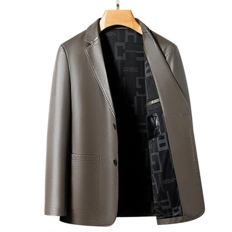 

2025 Высококачественный мужской костюм, кожаная куртка, модное кожаное пальто, осень и зима, новый повседневный маленький костюм, пальто, мужская кожаная куртка