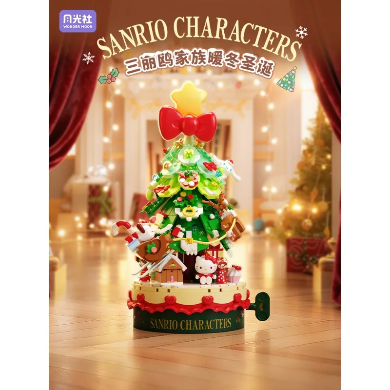 

Moonlight Sanrio Hello Kitty Christmas Tree Building Blocks Music Box Cinnamoroll Decor Christmas Gift for Girls